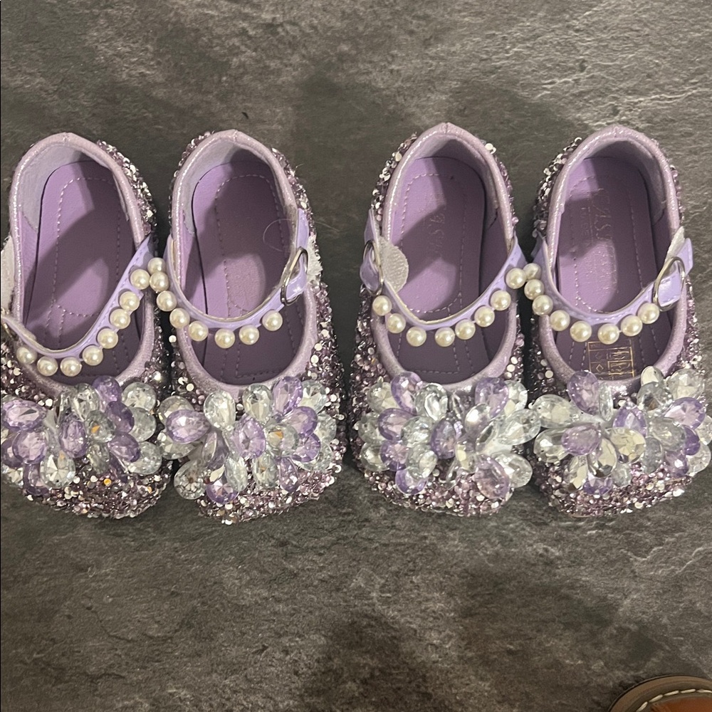 Purple Beaded Kids Shoes